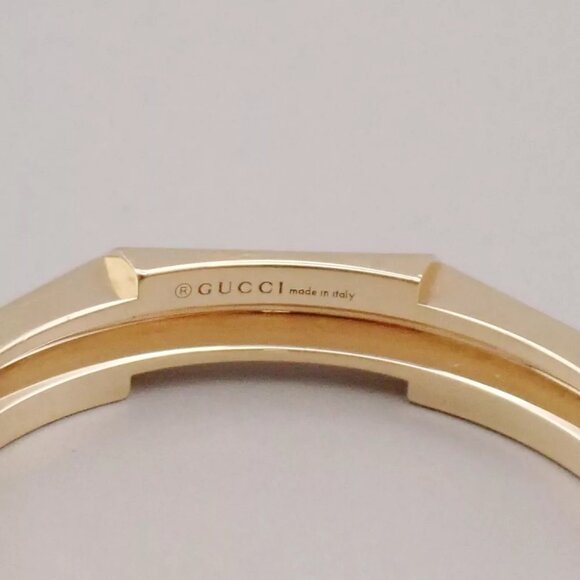 GUCCI Logo Link To Studded Ring Au750 (18K) Size 22 Yellow Gold Italy - Picture 9 of 13
